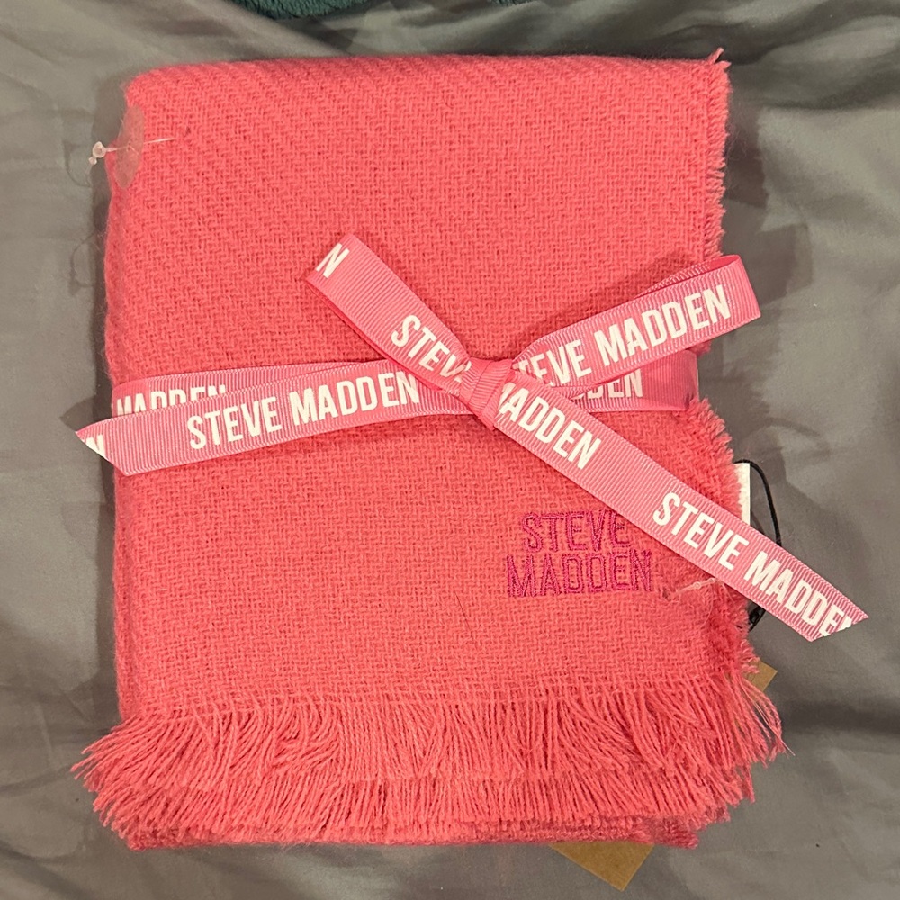 Steve Madden Vibrant Pink Fringed Wrap